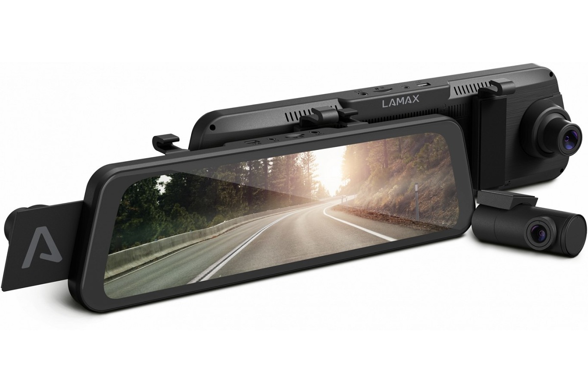 Lamax S9 Dual GPS kamera do auta v zrkadle